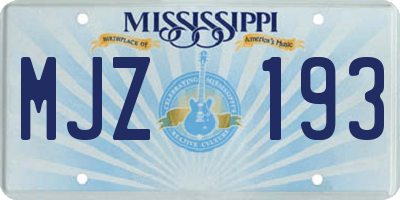 MS license plate MJZ193
