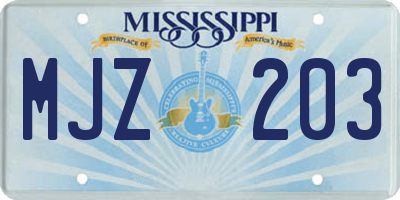 MS license plate MJZ203