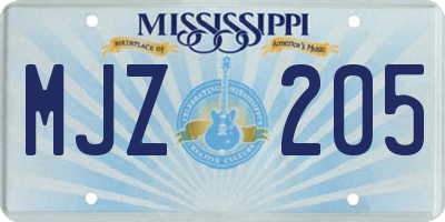 MS license plate MJZ205