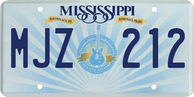 MS license plate MJZ212