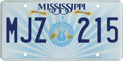 MS license plate MJZ215