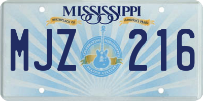 MS license plate MJZ216