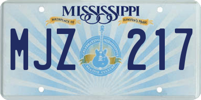 MS license plate MJZ217