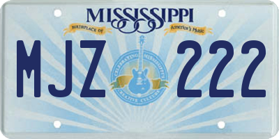MS license plate MJZ222