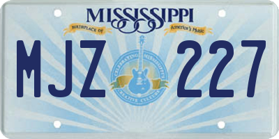 MS license plate MJZ227