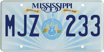 MS license plate MJZ233