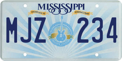 MS license plate MJZ234
