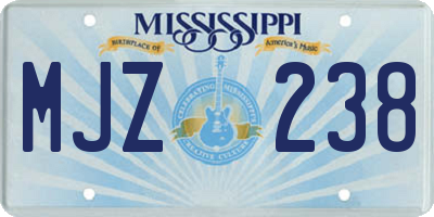 MS license plate MJZ238