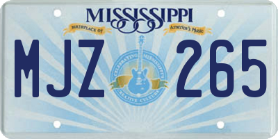 MS license plate MJZ265