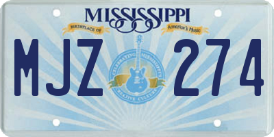 MS license plate MJZ274