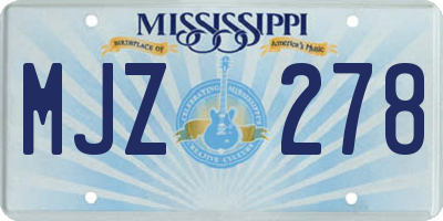 MS license plate MJZ278