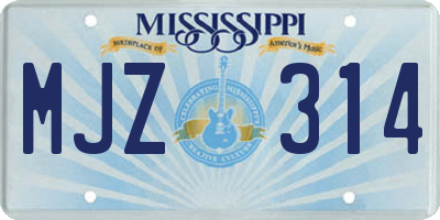 MS license plate MJZ314