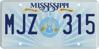 MS license plate MJZ315