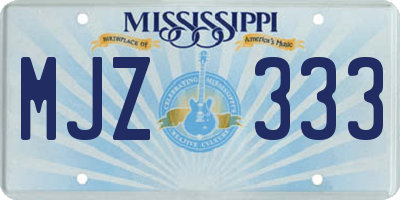 MS license plate MJZ333