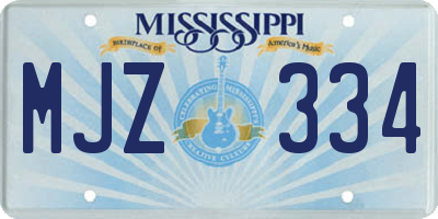 MS license plate MJZ334