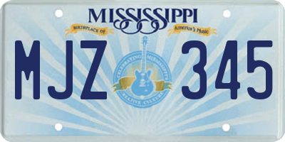 MS license plate MJZ345