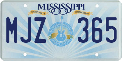 MS license plate MJZ365