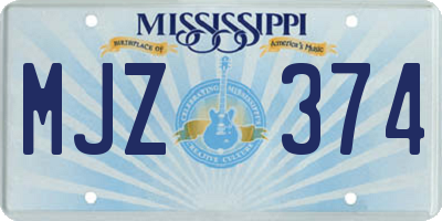 MS license plate MJZ374