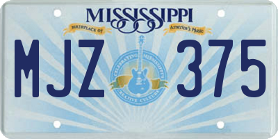 MS license plate MJZ375