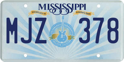 MS license plate MJZ378