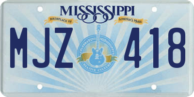 MS license plate MJZ418
