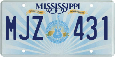 MS license plate MJZ431