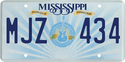 MS license plate MJZ434