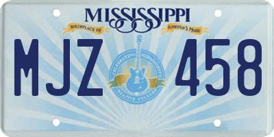 MS license plate MJZ458