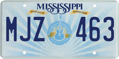 MS license plate MJZ463