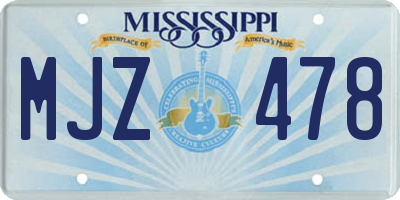 MS license plate MJZ478