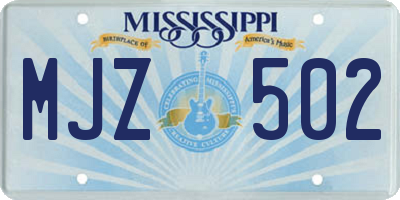 MS license plate MJZ502