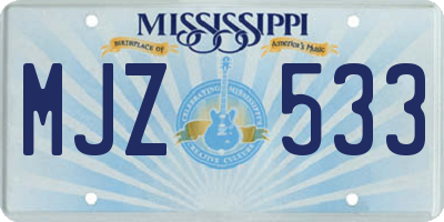 MS license plate MJZ533