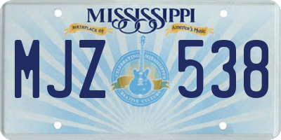 MS license plate MJZ538