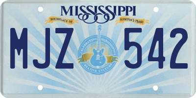 MS license plate MJZ542
