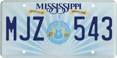 MS license plate MJZ543