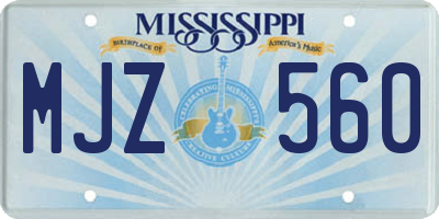 MS license plate MJZ560