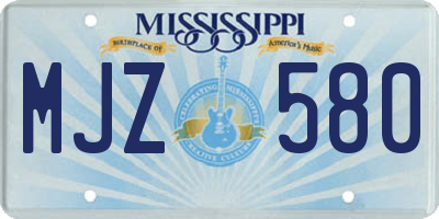 MS license plate MJZ580