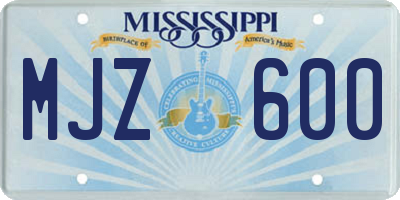 MS license plate MJZ600