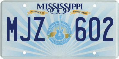 MS license plate MJZ602