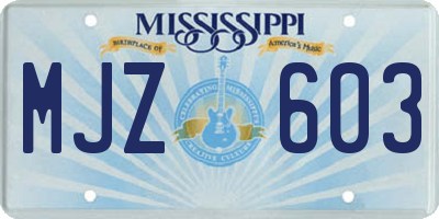 MS license plate MJZ603