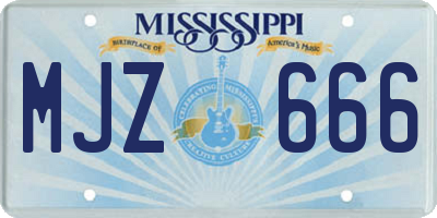 MS license plate MJZ666