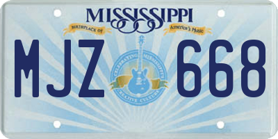 MS license plate MJZ668