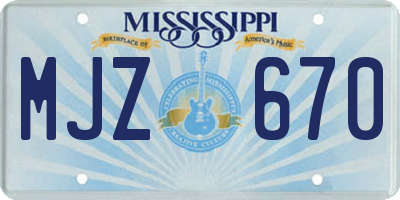 MS license plate MJZ670