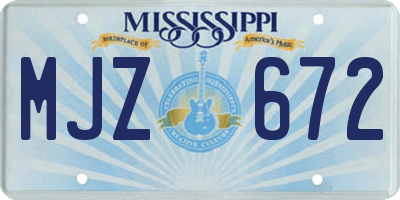 MS license plate MJZ672