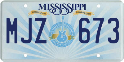 MS license plate MJZ673