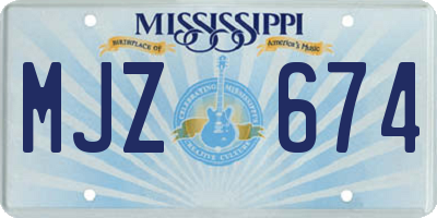 MS license plate MJZ674