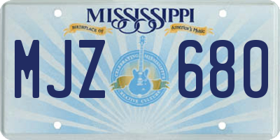 MS license plate MJZ680