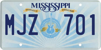 MS license plate MJZ701