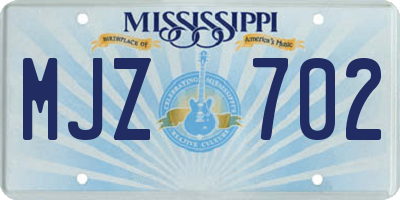 MS license plate MJZ702