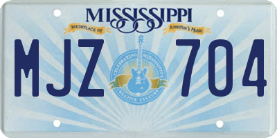 MS license plate MJZ704